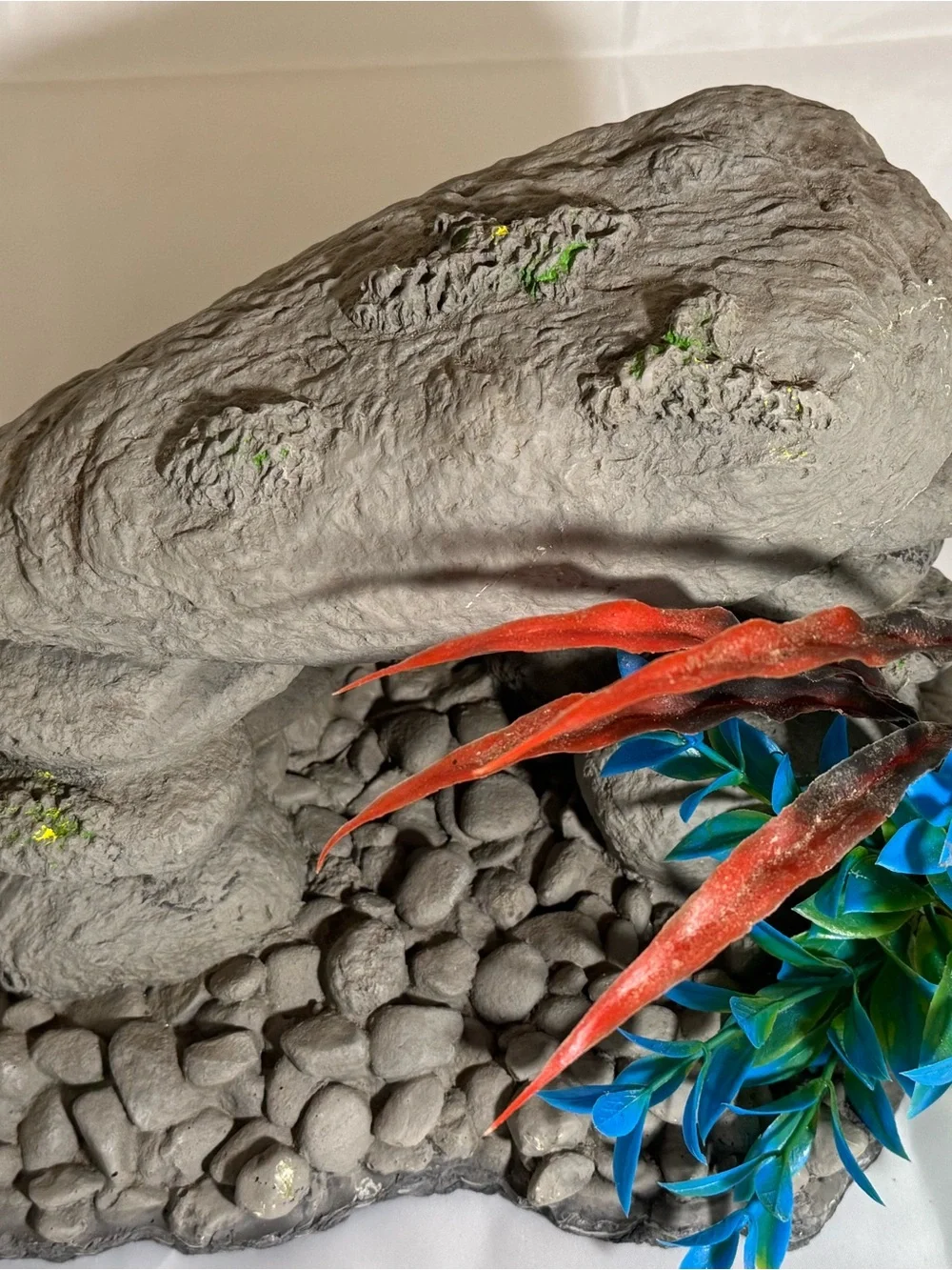 Home Accents Faux Floral Aquarium Rock Accent with Blue & Red Foliage